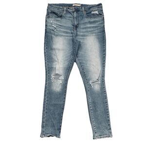 Levis 721 High Rise Skinny Jeans 33 (34x28.5) Blue Stretch Distressed Womens